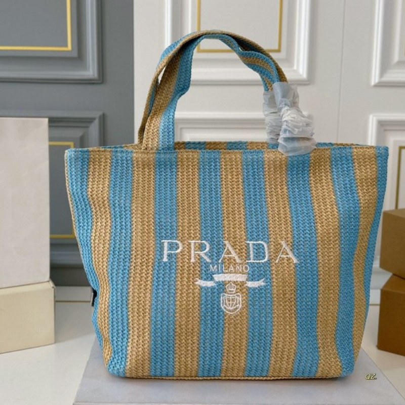 Prada Raffia Logo Tote Bag PD077