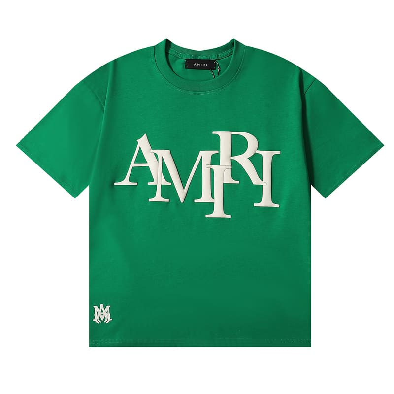 Amiri Staggered Logo Green T-Shirt