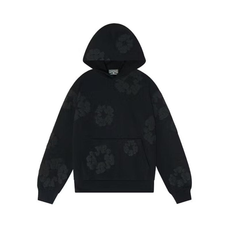 Hoodie Denim Tears Cotton Wreath Black Monochrome