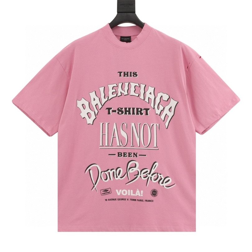 T-shirt Balenciaga Graphic Slogan Distressed Pink BL009