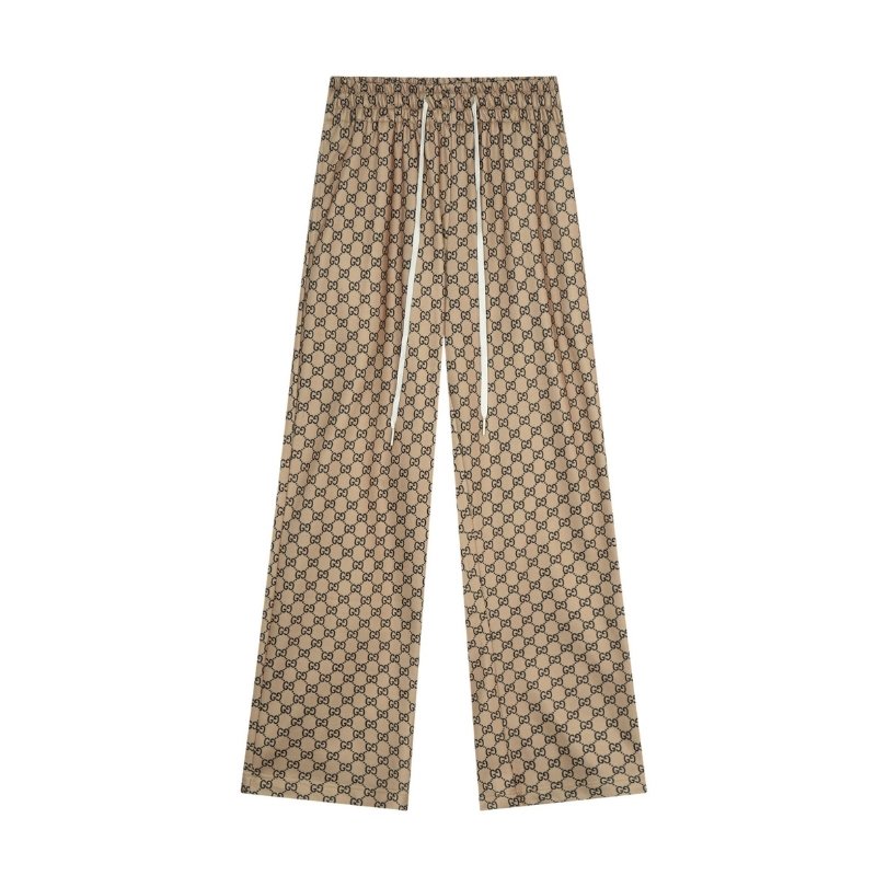Pants Gucci Monogram Wide-Leg Beige GC053