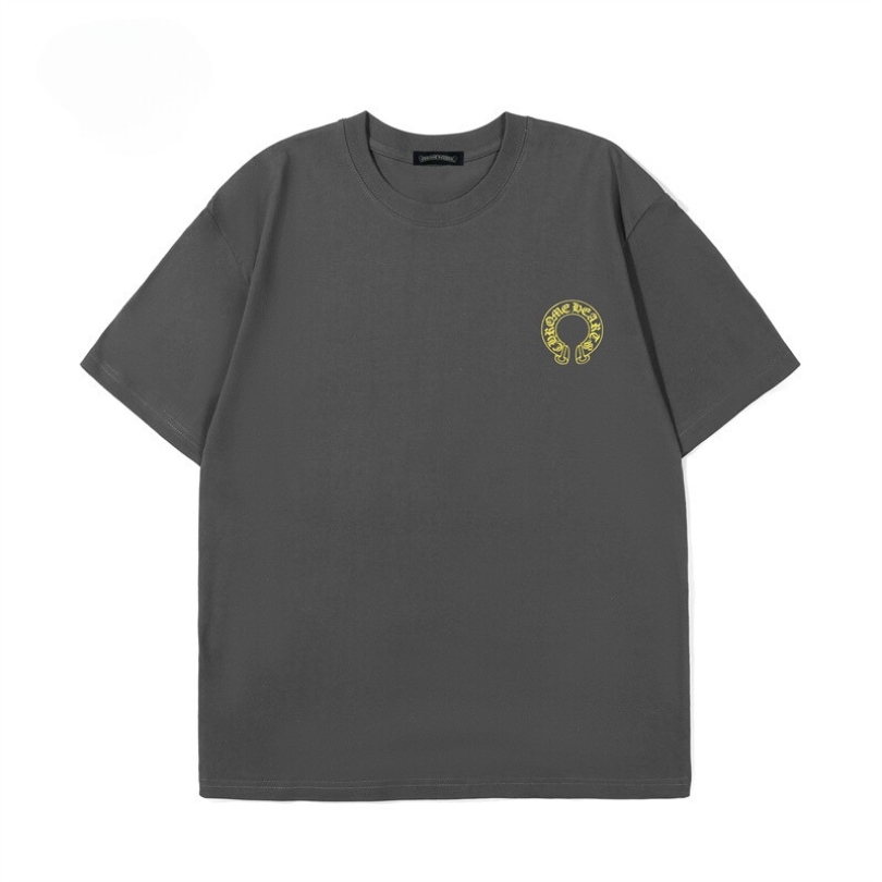 T-shirt Chrome Hearts Yellow Horseshoe Grey Logo CH020