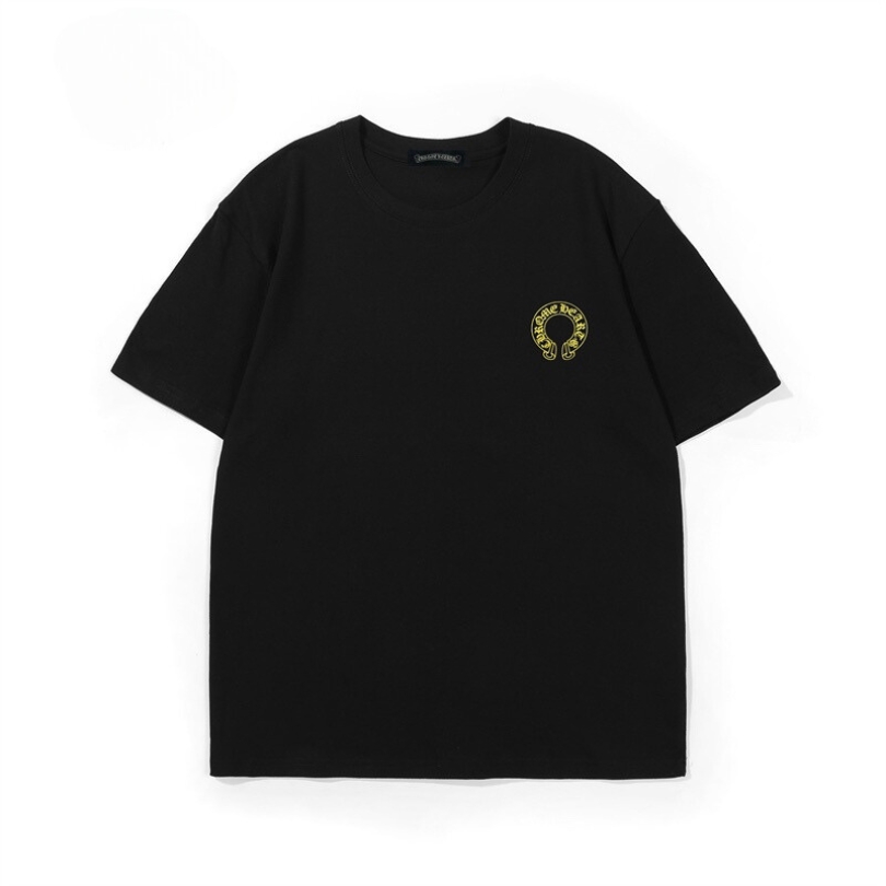 T-shirt Chrome Hearts Yellow Horseshoe Black Logo CH017