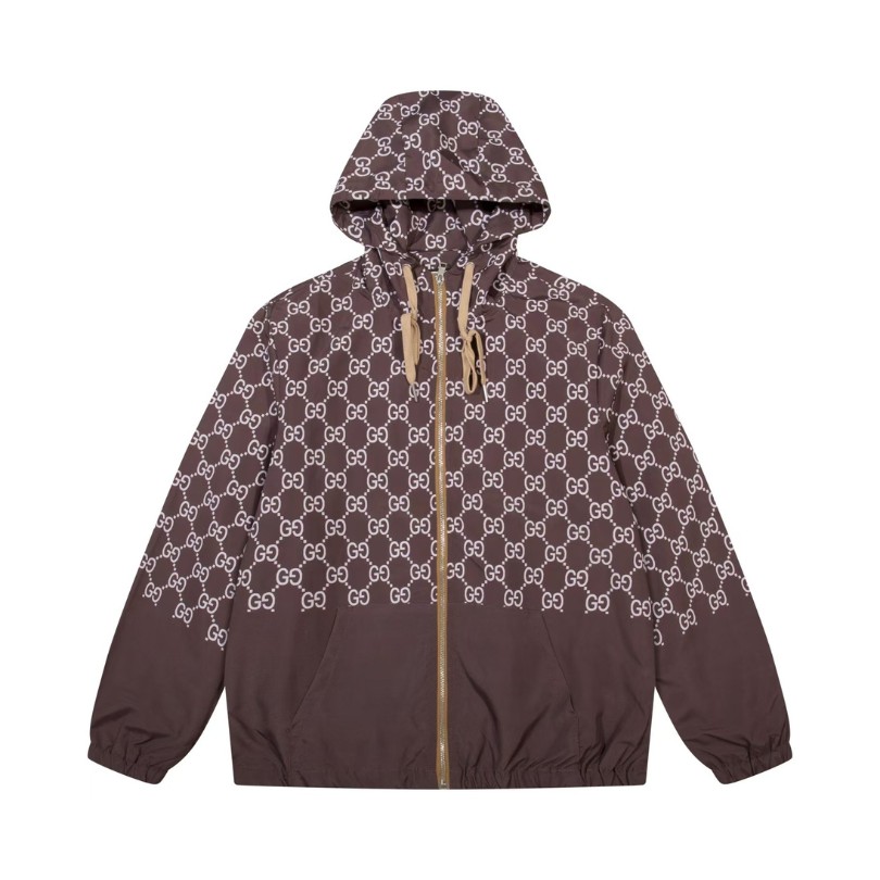 Jacket Gucci Monogram Hooded Brown GC098