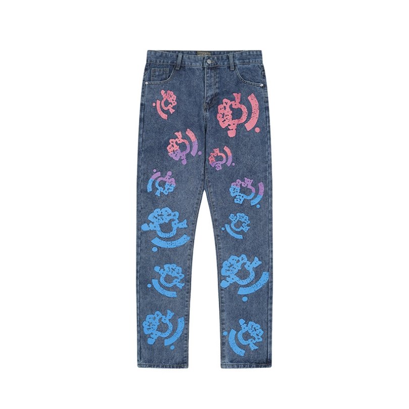 Jeans Denim Tears Multicolor Print Blue