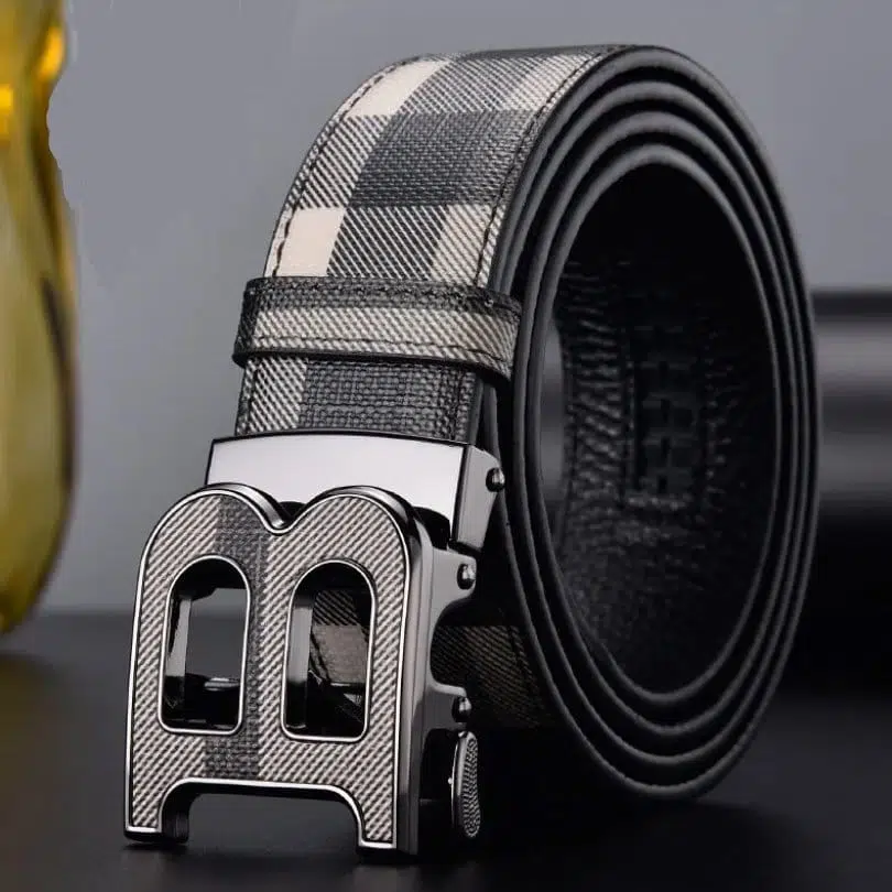 Belt Burberry Plaid with Metal B Buckle BY007