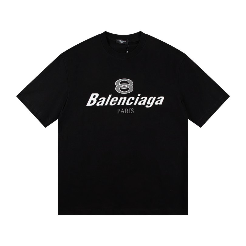 T-shirt Balenciaga Paris Double Rings Logo Black BL051