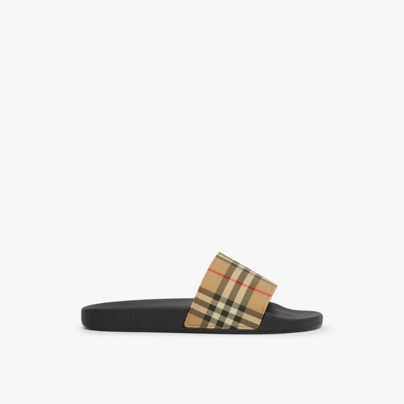 Slide Sandals Burberry Check Print Plaid BY008