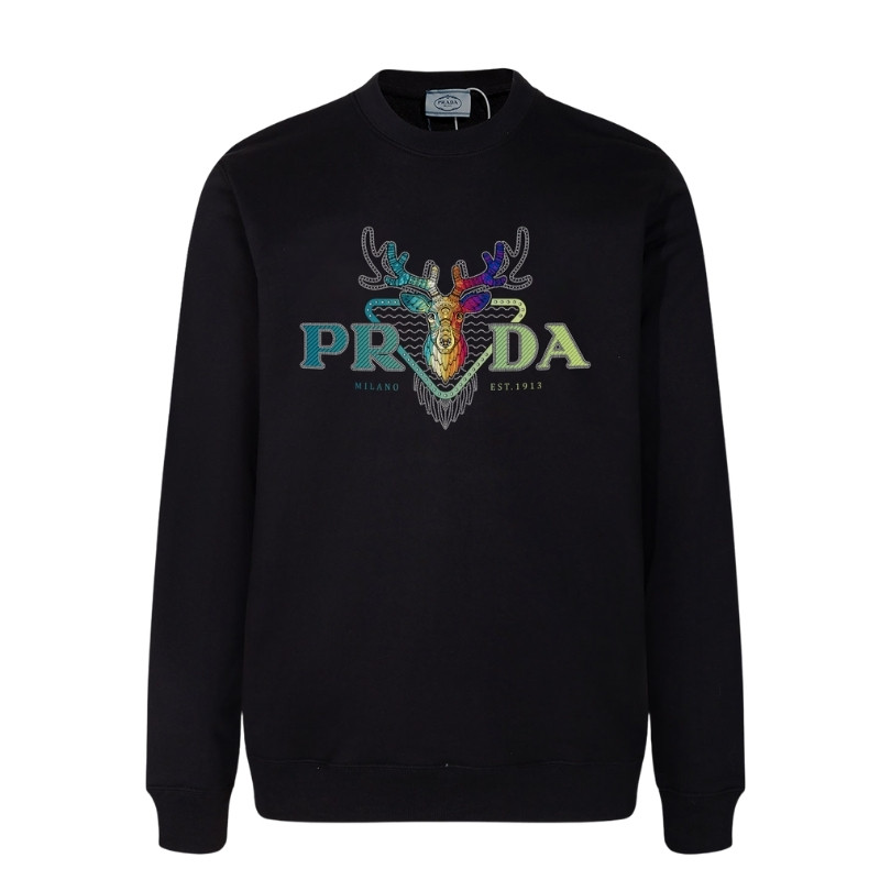 Sweatshirt Prada Deer Embroidery Black PD022