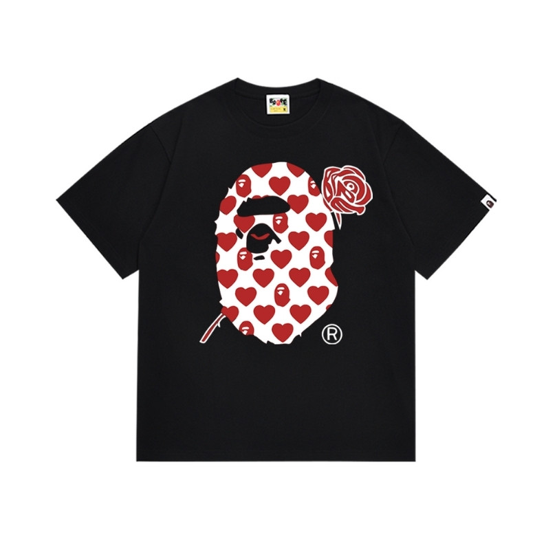 T-shirt BAPE Heart Ape Head Rose Black BP053